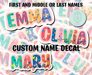 Custom Name Stickers | First and Middle, Last Names | Hearts Water Bottle Sticker | Name Labels | Personalized Gifts - Etsy