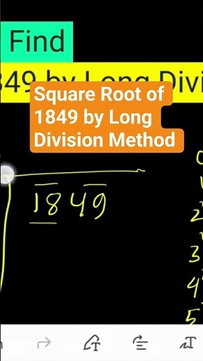 How to Find Square Root of 1849 by Long Division Method #learnmath