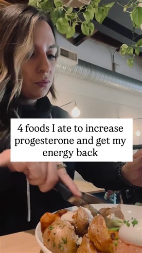 I was tired of feeling tired 🥱 I mean the exhaustion is just too much sometimes And for me it was low progesterone 📉 This is a very common thing we see women struggle with during perimenopause and menopause and it can actually really prevent you from losing weight too! So here are 4 things to eat to help improve progesterone AND energy levels 👇🏽 First if cortisol (our stress hormone) is high it steals the thing we need to make progesterone. As long as cortisol high then progesterone will be 