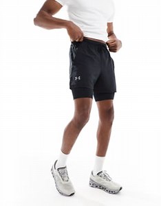 Under Armour Launch 5 inch 2-in-1 shorts in black | ASOS