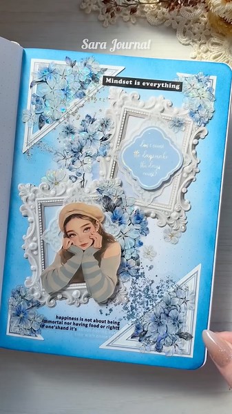 ASMR Blue and White Journaling💙🤍🩵✨Scrapbooking #journaling #journalwithme #scrapbooking