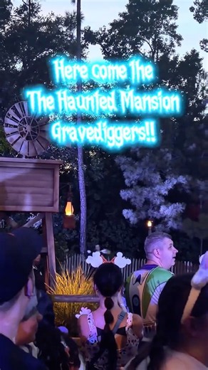 The Haunted Mansion in Boo to You. Part 1 features those shovel sparking gravediggers.