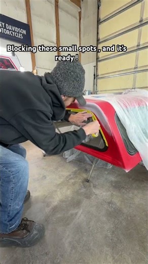 Prepping Sanding Blocking primer camper shell how to diy paint truck accessories match victory red
