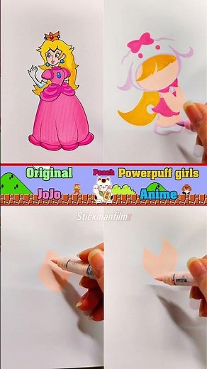 Drawing Princess Peach in different styles #drawing #art #shorts #howtodraw