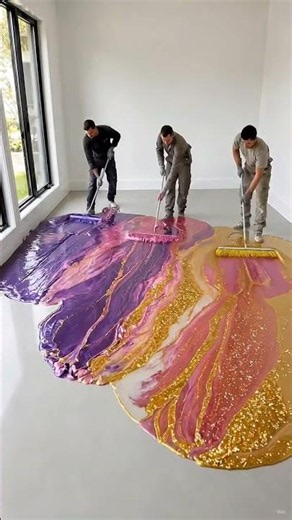 Luxury Purple Pink Gold Epoxy Marble Floor | High Gloss Metallic Floor Transformation