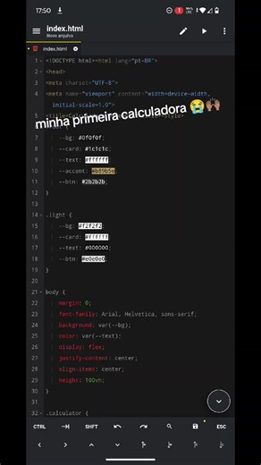 Minha primeira calculadora está funcionando perfeitamente… do jeito que um programador faria 😭💻 #programacao #devbr #coding #html #programador