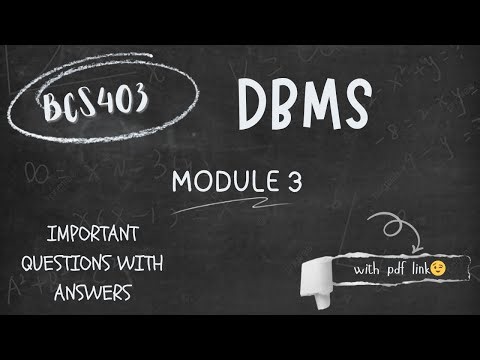 BCS403: MODULE 3 || DBMS IMPORTANT QUESTIONS WITH ANSWER || VTU