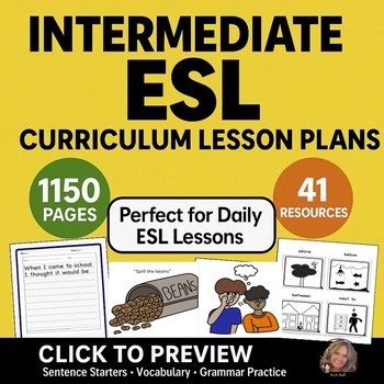 Intermediate ESL Lesson Plans & Picture Cards English Learners Worksheets