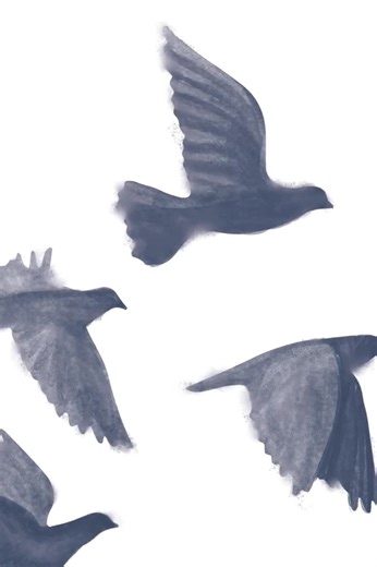 Bird Flock Print Set: Modern Navy Blue Flying Birds (digital Download) - Etsy