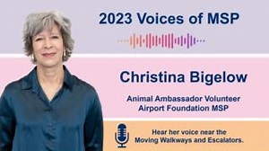 Thank you to all our Voices of MSP — airport volunteers and employees who lend their talents to record audio information heard throughout the terminals! ️ Listen for Christina near the moving walkways and escalators. | MSP Airport | Facebook
