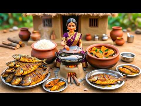 Miniature Doll Tiny Kitchen Fish Curry Cooking ASMR | Indian Village Tiny Kitchen Story
