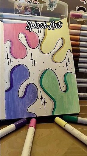 Vibrant Splash Doodle Art Magic! 🎨✨ Easy & Colorful Timelapse #doodle #easy