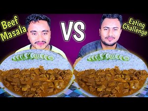 Beef Masala Curry with Rice Eating Challenge || Eating Competition