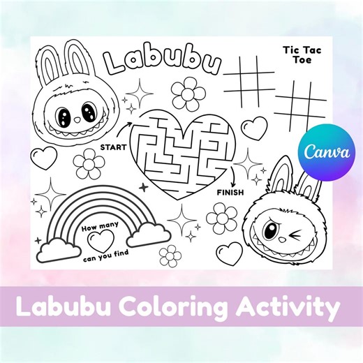 Labubu Birthday Activity Sheet: Printable Coloring Page (PDF Download) - Etsy