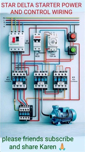 STAR DELTA STARTER POWER AND CONTROL WIRING#star delta circuit diagram#star delta control connection