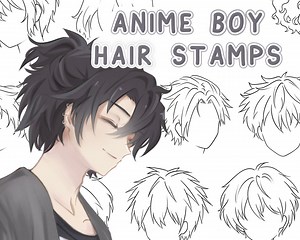 Soft Anime Style Procreate Hair Stamp Set - Hair Lineart Brush Pack Ipad, Digital Drawing Brush Bundle, Character Sketch and Stamp Brush - Etsy