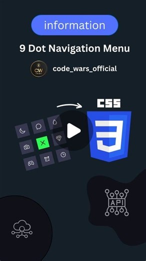 Code Wars on Instagram: "9 Dots Navigation Menu. . . . 🤩 Source Code Available in GitHub & Telegram Link in Bio 🔥 !! FOLLOW US TO LEARN CODING !! Follow for more @code_wars_official 💙 Tags Your Friends 😉 Don't forget Like ♥️ and share 💬 Save for future references 📖 ✅ Follow Us @code_wars_official to never miss content like this in the future 🚀 Hastags🏷️ : #navigation #hover #html #css #html5 #css3 #csstricks #cssanimation #learnhtml #learncss #csstips #csstipoftheday #webdeveloper #ui #u