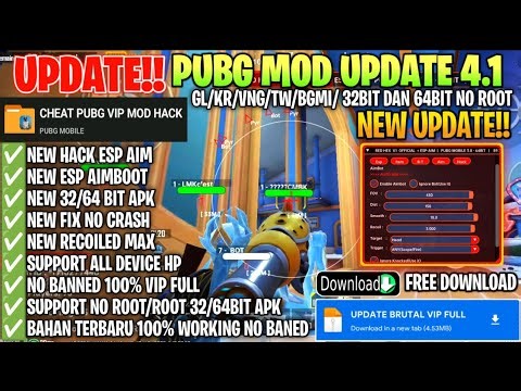 UPDATE CHEAT PUBG TERBARU 2026 GL/KR/VNG/TW/BGMI/ 32BIT DAN 64BIT NO KEY NOROOT DAN ROOT 4.1
