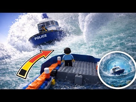 Can This LEGO Police Boat SURVIVE Monster Waves & Giant Barrels?! 🌊😱
