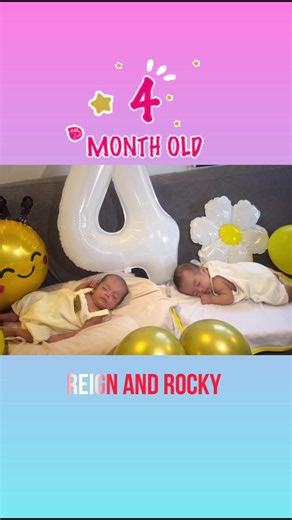 Happy 4 Months Old Reign and Rocky 🎉🥳🎂 #twins #shorts