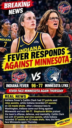FEVER RESPONDS! Caitlin Clark & Indiana Fever DOMINATE Minnesota Lynx 96–77! 🔥🏀