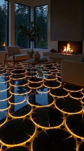 This floor GLOWS?! 🤯 LED Wood Epoxy #Shorts