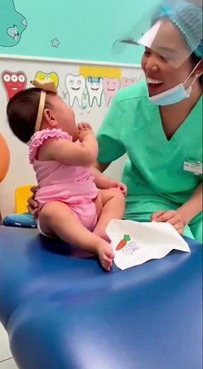Cute Baby First Dental Visit Saying Ah Heartwarming Dentist Moment