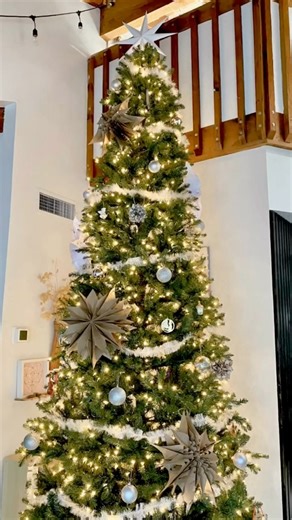 I spent zero dollars decorating our 12 foot Christmas tree last year. After having a small 4ft tree the year before, I wasn’t sure how I was going to make it work without buying a bunch of new stuff so I got creative with what I already had and made the rest! The large snowflakes are made out of recycled paper bags and the Kusudama flower ball ornaments are made out of wrapping paper. I also made a large star tree topper with my Cricut! I’ve got some DIY ornaments to add this year that I can’t w