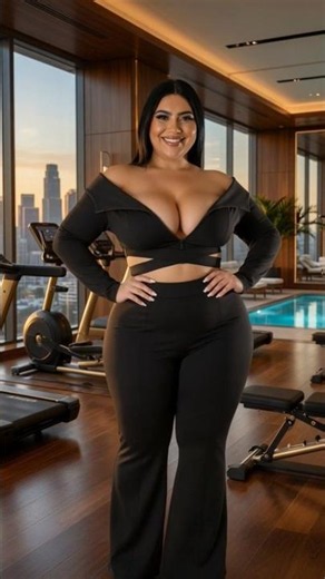 Plus Size Black Off-Shoulder Crop Top & Flare Pants | Luxury Curvy Athleisure Look 🖤✨