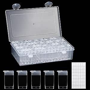 Plastic Seed Storage Box, Seed Storage Organizer with 64 Independent Compact Boxes Compartments, Seed Organizer with 64 Label Stickers, Seed Container Storage use for Flower Plant Seeds