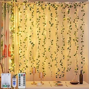 Lightd 12 Pcs Fake Ivy Vines Curtain String Light 240 LED, 8 Mode & Timer Green Hanging Fake Plant for Bedroom Wall Hanging Garden Home Room Jungle Party Indoor Outdoor