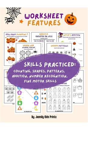 Halloween Math Worksheets Bundle | Preschool Kindergarten Activities | Shape Recognition Counting Addition | Digital Download PDF - Etsy