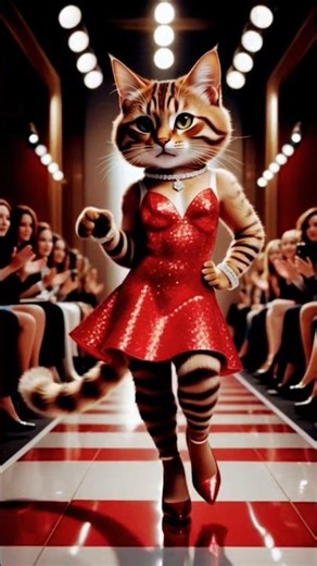 Cat Modeling walking Style 🦊#trendingshorts #shortclips