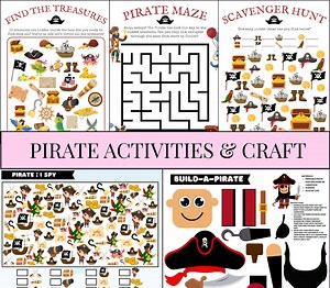 Printable Pirate Activities and Crafts | Kids Pirate Pages, Games and Crafts | Pirate Party Activities | Homeschool & Classroom Fun | PDF - Etsy Canada