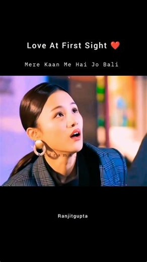 Love At First Sight ❤️🎀😍|Mere Kaan Mein Hai Jo Baali Song|Whatsapp Status|#trending #couple #lofi