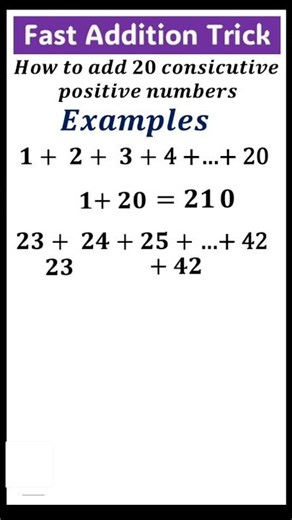 #Fast_addition_trick #add 20 consecutive numbers within seconds