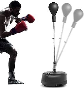 Punching Bag with Stand - Freestanding Reflex Bag Adjustable Height Speed Bag Punching Ball Boxing for Reflex Speed Training, Fitness,Stress Relief,Exercise