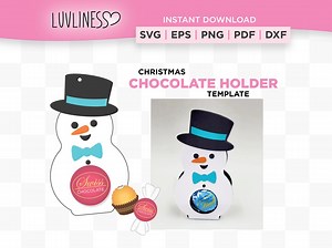 Christmas Chocolate Holder SVG for Cricut & Silhouette, Christmas Candy Holder SVG, Snowman SVG, Chocolate Box Template Snowman Candy Bar - Etsy