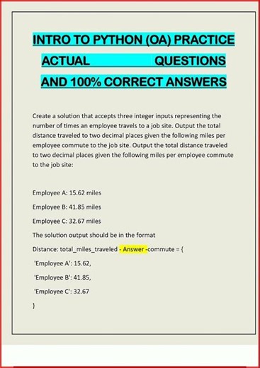 Intro To Python Oa Practice Actual Questions And 100 Correct video