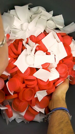 The Recycled Plastic Stool 🪑♻️ This was actually the first ever attempt we had at making a sheet of recycled plastic. We melted 2.2kg of HDPE, which was more than our little panini press could hold, so we'd melt the plastic on the press, and then once melted, keep it warm in a small toaster oven while we continued melting the rest. Once we had enough, we gave it a few twists and folds to remove any air bubbles and then chucked it in our DIY bottle jack press, to give us a lovely flat sheet of m