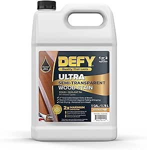 DEFY Ultra Semi-Transparent Outdoor Wood Stain and Sealer in One – Natural Pine, 1 Gallon, Deck Stain and Sealer | Rich Color and Satin Sheen for All Wood Types