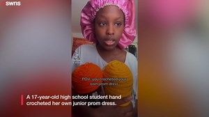 High school student, 17, crochets her own junior prom dress