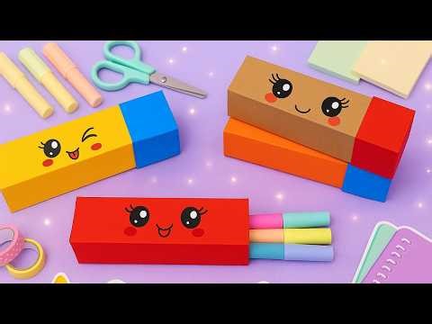 Origami Kawaii Pencil Case | How to make a paper simple pencil boxes | Cute DIY Desk Organizer Idea