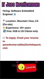 Software Embedded Engineer Job in Mountain View, CA Sept 23, 2025