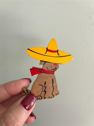 Vintage 1940s 1950s Stamped Wood Dog Brooch – Hand Painted Sombrero Puppy Pin – Mid Century Novelty Jewelry - Etsy Canada