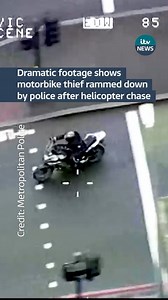 The Metropolitan Police have released dramatic footage of a moped thief speeding through the streets of London before being rammed off the bike and tackled to the ground by officers. #itvnews | ITV London