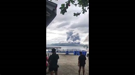 Taal Volcano erupts as stunned locals watch from nearby port