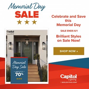 Brilliant savings on lighting styles for every room! Save up to 70% until June 1. | Capitol Lighting
