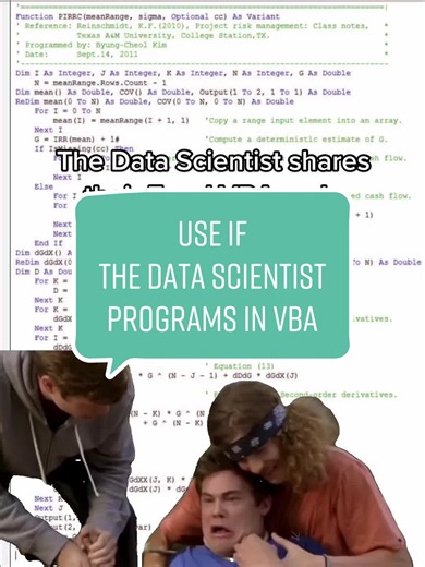 Have you met the Data Scientist who programs exclusively in VBA? Programming in VBA is quite the talent. #excel #vba #businessunit #visualbasic #data #datascientist #access #microsoft #datascience #datatok #CapCut #production #devops #devops #foryoupage #fyp #foryou #viral #workaholics #ftw #uglycode