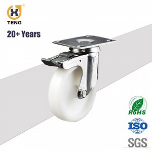 [Hot Item] 4 Inch Medium Duty Industrial Caster Top Plated Nylon Trolley Wheel with Total Brake